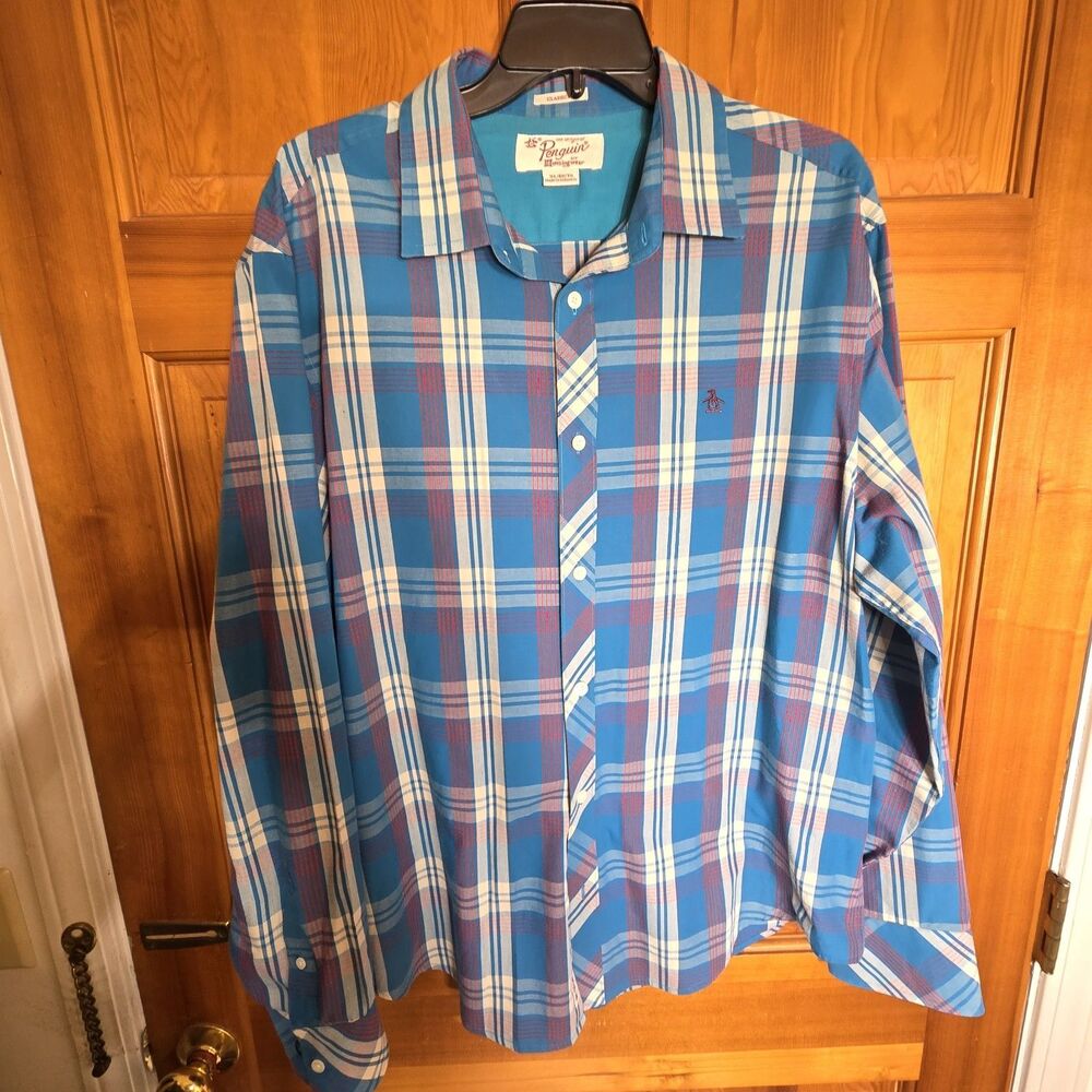 Original Penguin Munsingwear Men's XL Classic Fit Plaid Button Shirt